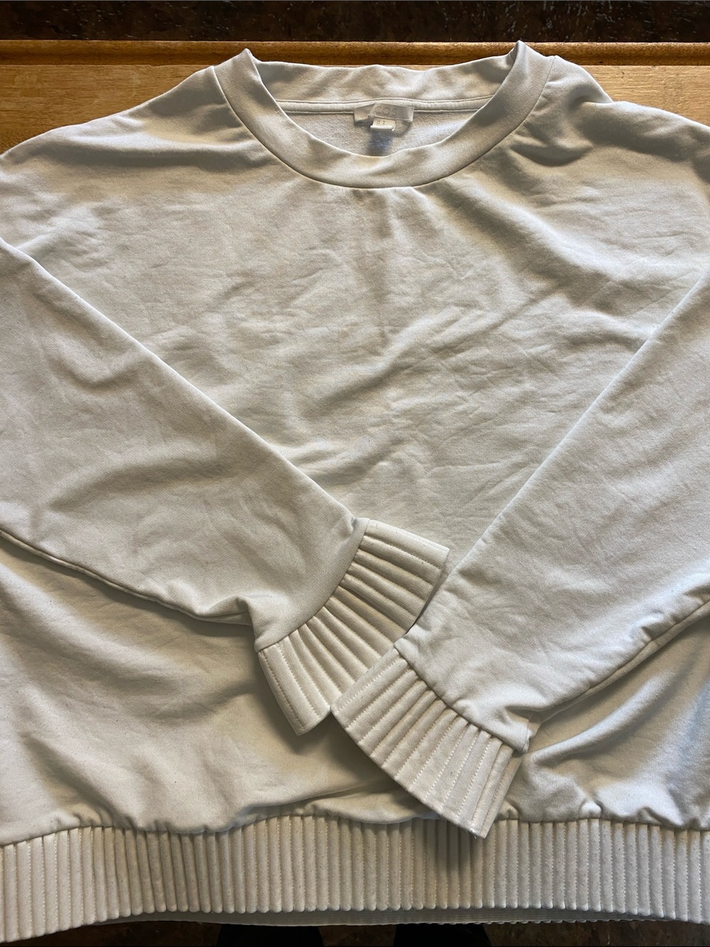 COS Cream Crewneck Sweater with Ribbed Cuffs